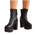 thumbnail image 4 of OKBOP Women's Platform Boots Round Toe Zip-Up Stability Foam Cushioning Black Stylish Women's Boots Sizes 36, 4 of 5