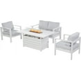thumbnail image 6 of Heynemo Outdoor Furniture Set w/CSA Certified 54in Propane Gas Fire Pit Table, 4 Seats Aluminum Patio Conversation Sofa with 5in Olefin Cover Cushions, White, 6 of 8