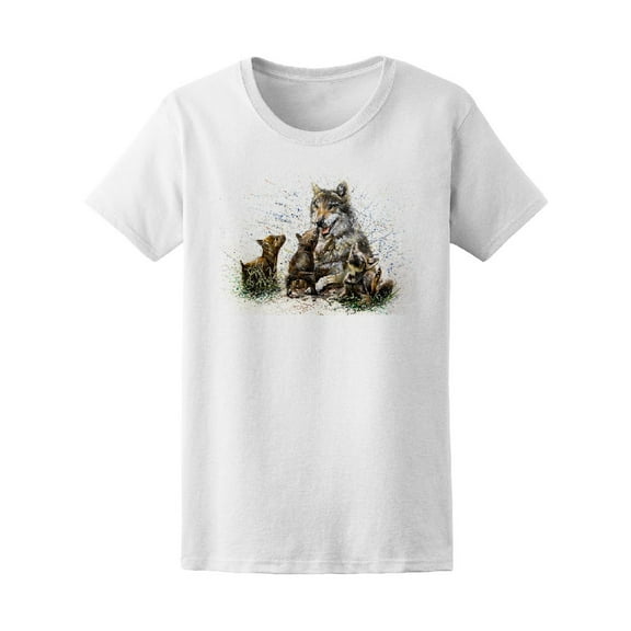 Cute Watercolor Wolf Family T-Shirt Men -Image by Shutterstock, Male Small