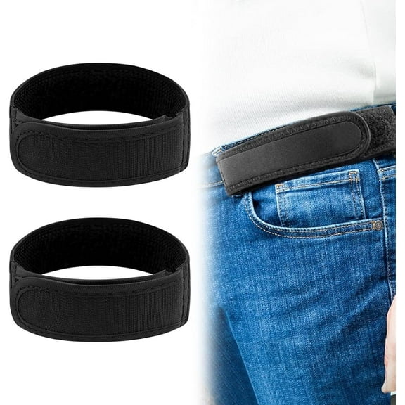2PCS No Buckle Belts 32-43 Inches Lazy Adjustable Belt, Unisex, Black, M
