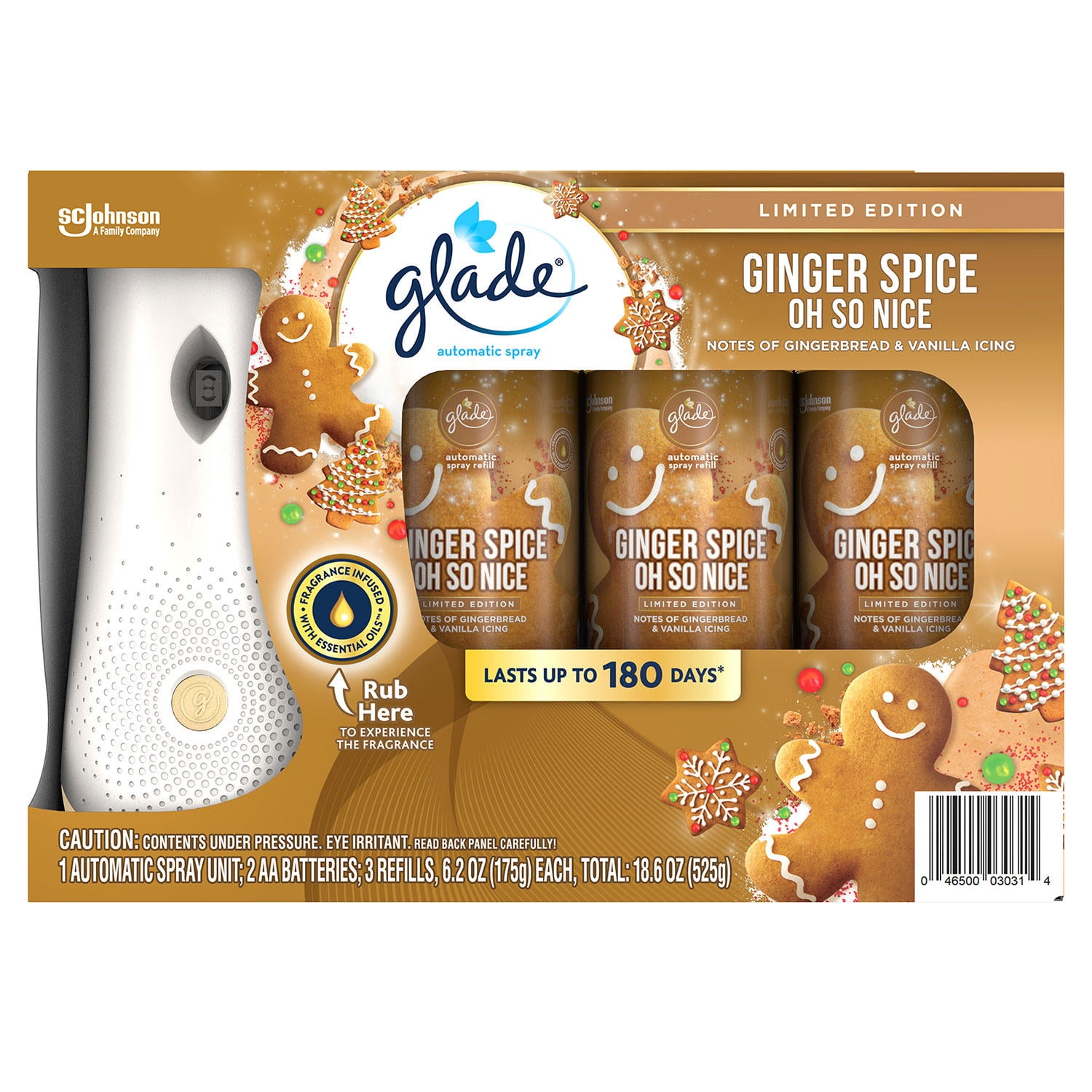 Glade Auto Spray 1+3 (Ginger Spice Oh So Nice) Holiday Edition