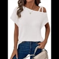 thumbnail image 1 of Camiseta Informal de Verano para Mujer, de Corta, con Hombros Descubiertos y Tejido Gofre, Color , Talla M, 1 of 6