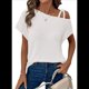 thumbnail image 1 of Camiseta Informal de Verano para Mujer, de Corta, con Hombros Descubiertos y Tejido Gofre, Color , Talla S, 1 of 6