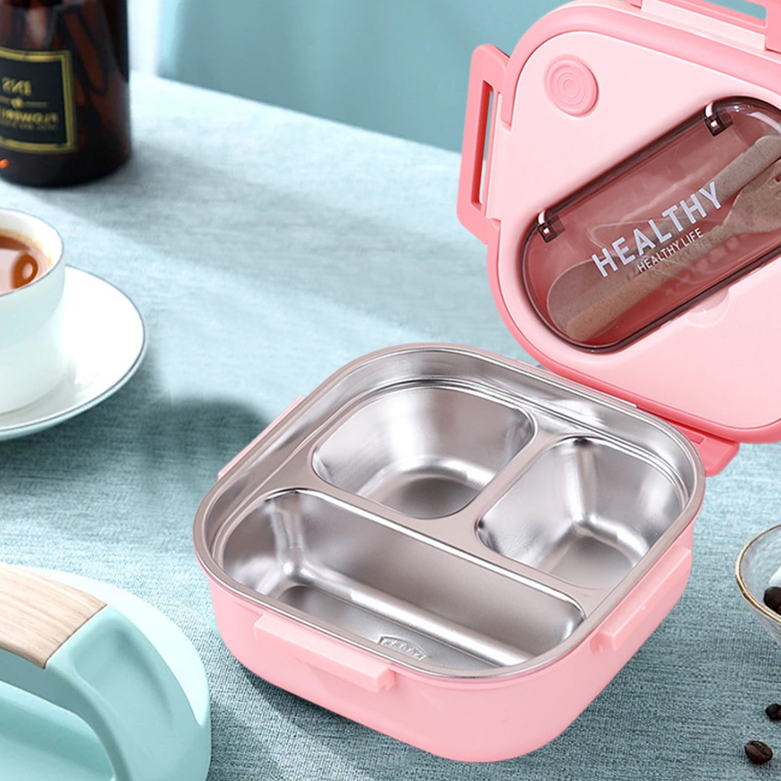 Roiihwy Lunch Box for Adult Women Men Stainless Steel Bento Box with Fork and Spoon, Leak Proof Reusable Meal Prep Lunch Containers, Food Storage Snack Containers for Work Travel