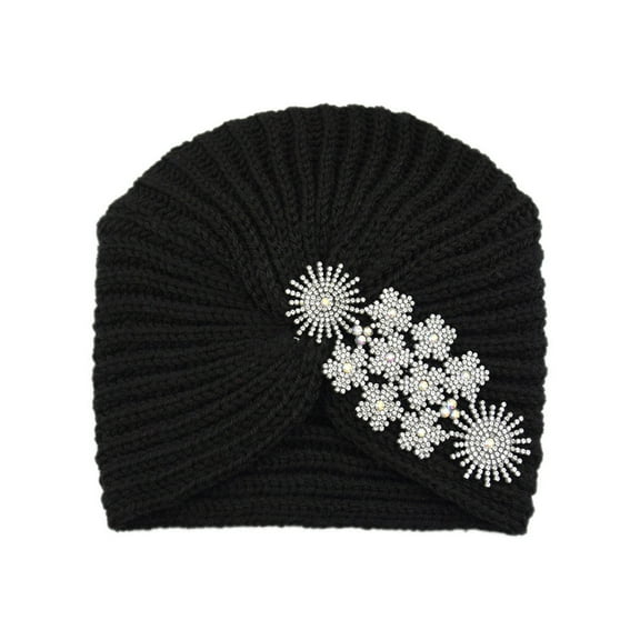 SERTG Women's Hat Bright Accessories Indian Hat Knitted Hat Fall Winter Pullover Hat Warm Woolen Hat(Black,Free Size)