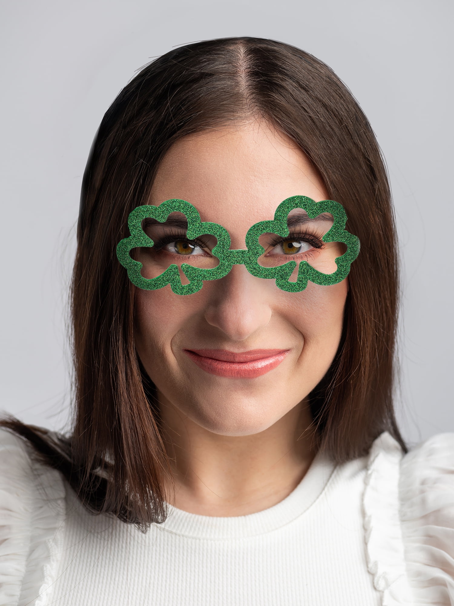 Way to Celebrate St. Patrick's Day Glitter Shamrock Glasses, 1 Piece
