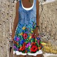 thumbnail image 2 of Uaswgudfs Womens Summer Denim Dresses Sleeveless Crewneck Button Down Tank Sundress Solid/Floral Print Jean Dress, 2 of 5