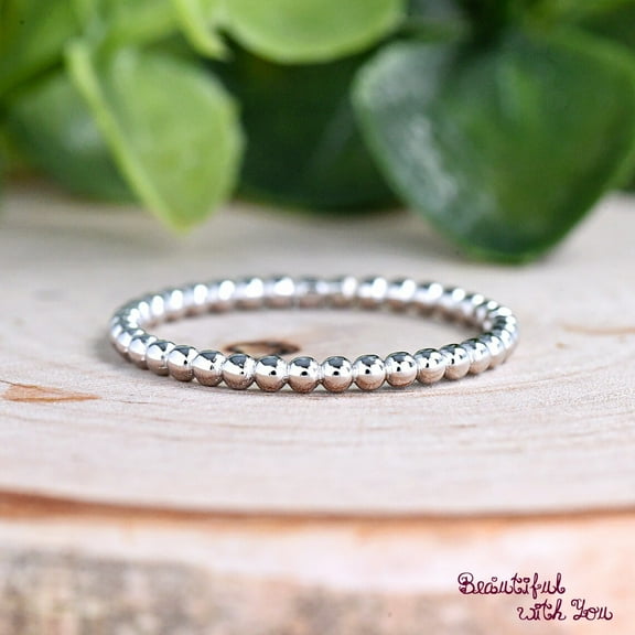 SS DESIGNS Tiny Bead Ball Bali Style Eternity Band Ring, Sterling Silver Ball Ring, Bead Ball Thumb Ring, Simple Stacking Ring