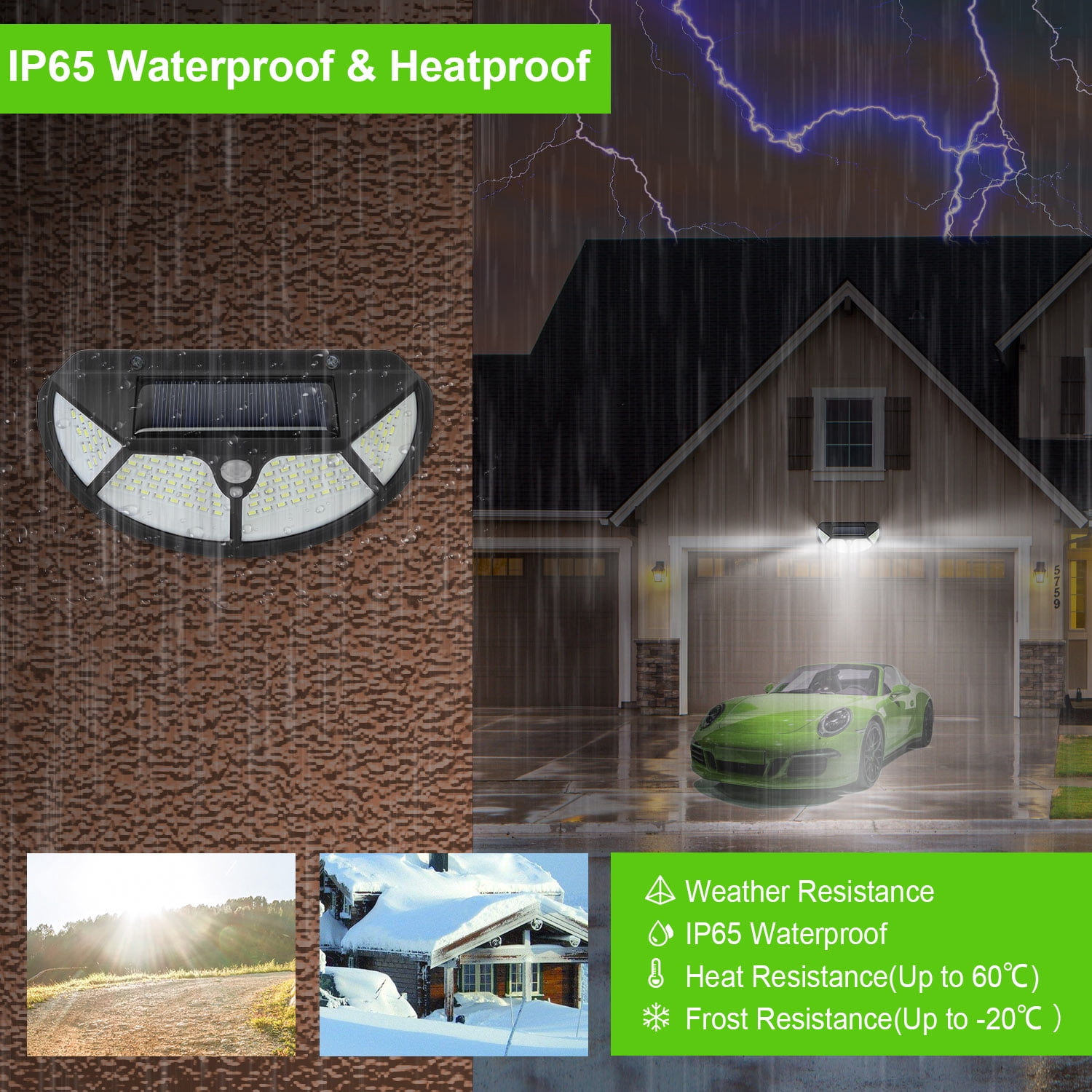 Solarek Wall Solar Powered Lights Outdoor 102 LEDs IP65 Waterproof Solar Lamps Motion Sensor Illumination Garage Lights for Garden Front Door Porch