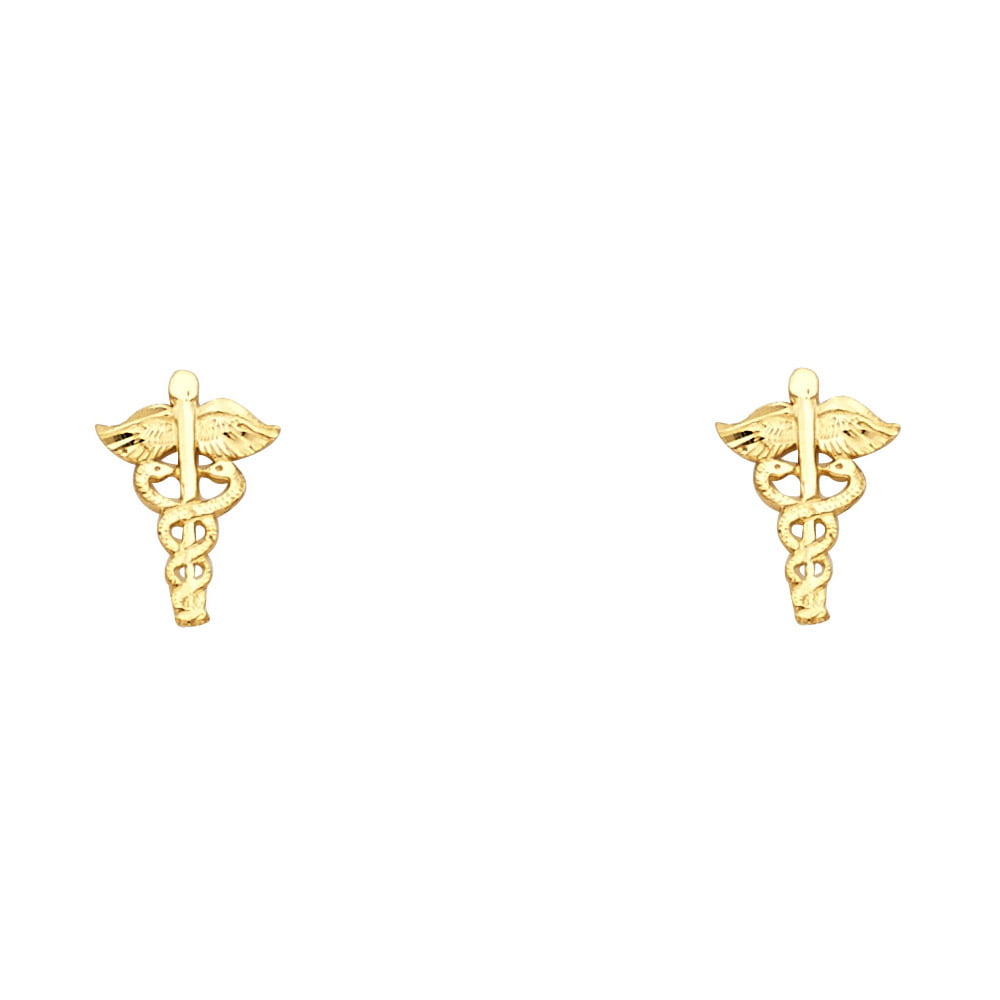 FB Jewels Solid 14K Yellow Gold Mini Manatee Post Earrings 