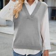 thumbnail image 2 of Teylalorva Women's Slim Fit V-Neck Sweater Vest Sleeveless Lightweight Warm Winter Top Layer Gray Size L, 2 of 6