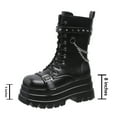 thumbnail image 4 of KIJBLAE Women's Punk Boots Goth Boots Buckle Belt Boots Gothic Black Shoes Autumn Winter Motorcycle Boots Wedges Black 38, 4 of 11