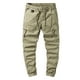 thumbnail image 2 of Pantalones largos de moda para hombre, casuales, de color sólido, cargo, con bolsillos y cremallera, cintura elástica, pantalones largos de algodón para hombre., 2 of 7