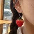 thumbnail image 4 of Necvior Fashionable Fruit Inspired Earrings Red Cute Strawberry Dangle Ear Rings Elegant Style Fruits Ears Drop for All Ages, 4 of 11
