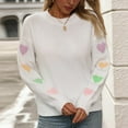 thumbnail image 5 of miqiqism Women Cute Heart Sweaters Ribbed Knit Long Sleeve Sweater Crewneck Pullover Tops Chunky Oversized Drop Shoulder Blouses Valentine's Day Jumper Tops,White,Medium, 5 of 6