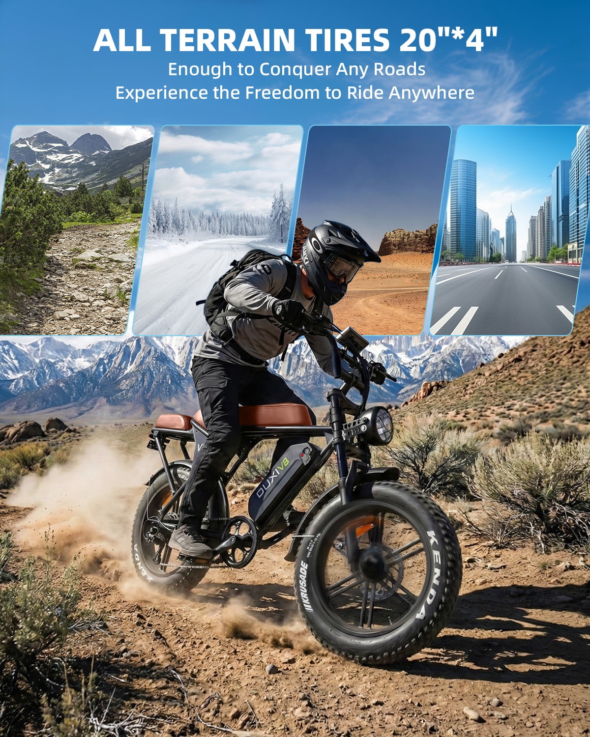 VTOKW V8 Electric Bike for Adults,1000W Peak Motor Adult Electric Bicycle,48V 15Ah Battery,Up to 31MPH,20'' Fat Tire Ebike,Dual Disc Brakes Mountain Bike for Cycling,7 Speed E Bike,E-bike UL2849