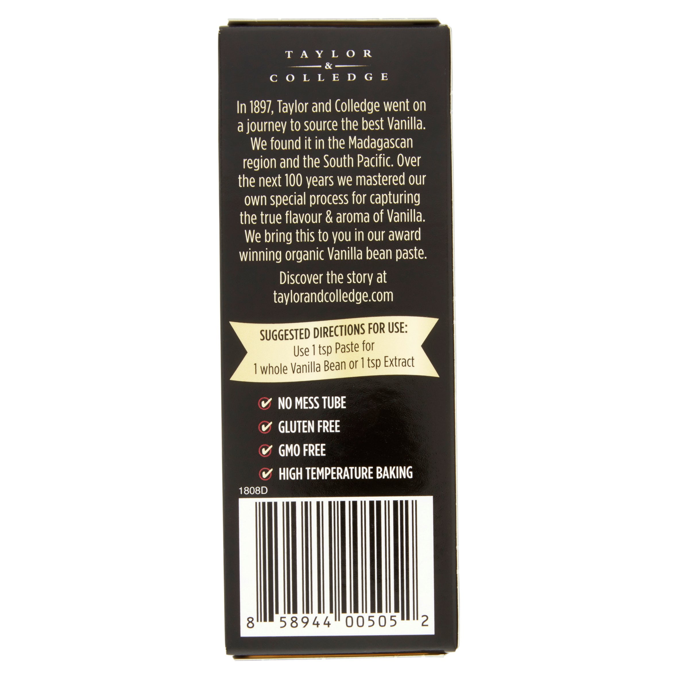 Taylor & Colledge Organic Vanilla Bean Paste, 1.7 oz, 8 Pack
