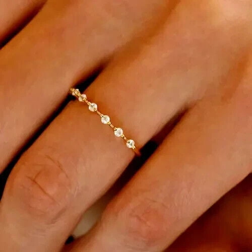 1.00Ct Round Cut Lab Created Diamond 14K Yellow Gold Plated Engagement Band Ring