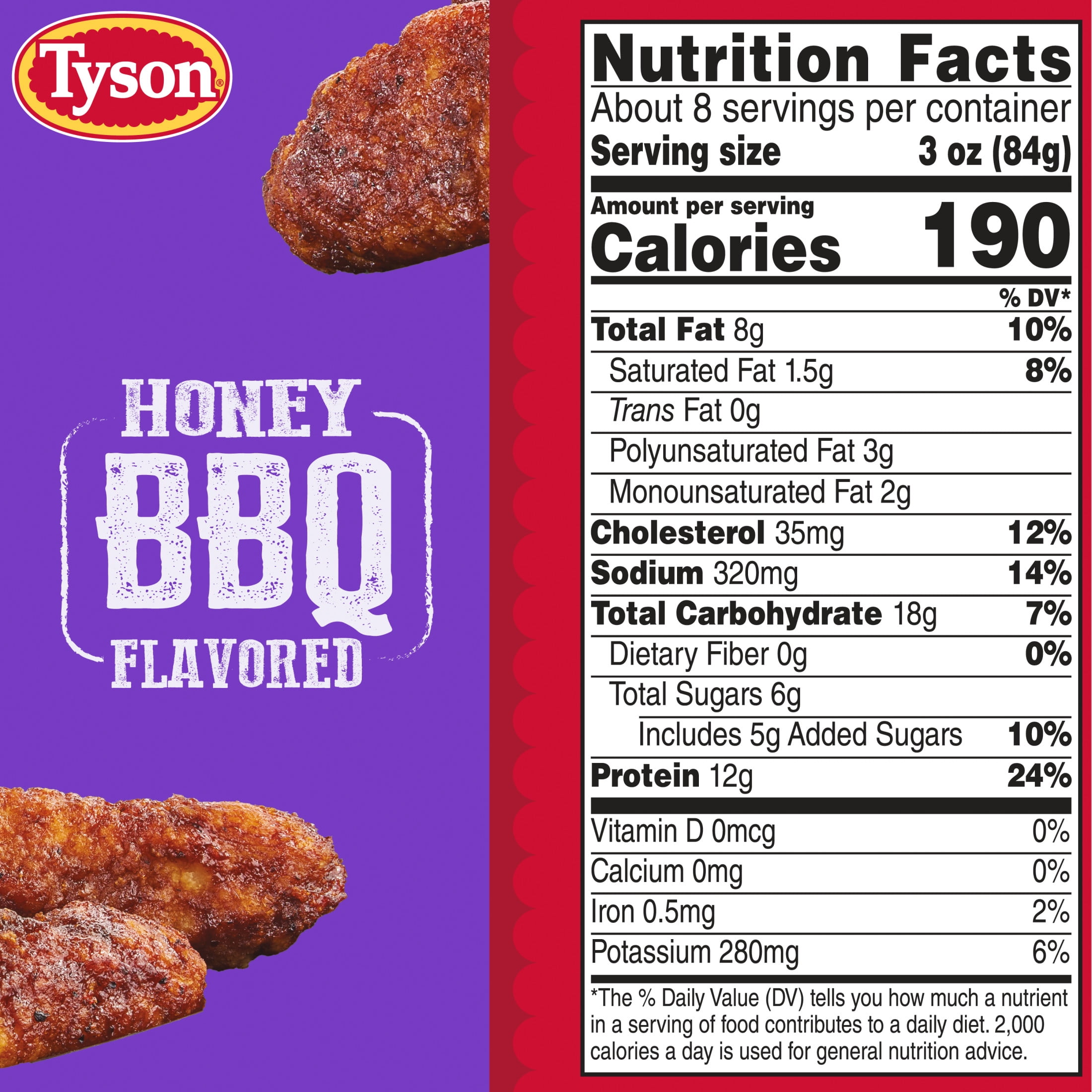 Tyson Honey BBQ Flavored Chicken Strips, 25 oz (Frozen, Fully Cooked)
