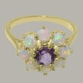 thumbnail image 5 of LBG British Made 14k Yellow Gold Natural Amethyst & Opal Womens Statement Ring - 33 size options - Size 9, 5 of 6