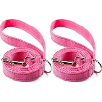 2-Pack Reflective Dog Leash 6ft - Nylon Dog Leashes for Small Dogs, Medium Dogs, Large Dogs, Puppy, Cats - 6ft Training Leash with D Ring (Pink, 5/8" X 6FT(2-Pack))