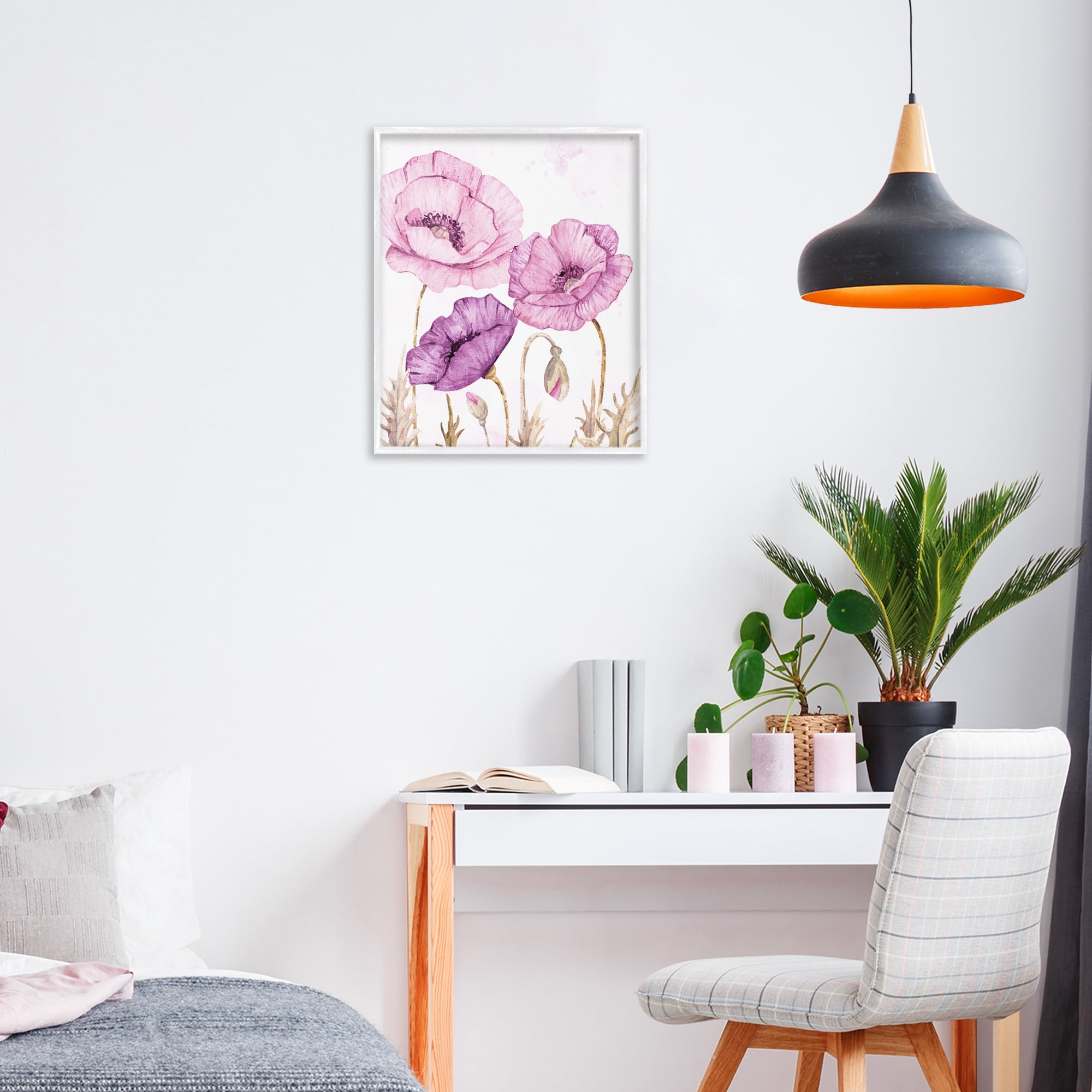 Stupell Industries Bright Purple Poppies White Framed Giclee Art, design by Kim Allen
