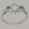 thumbnail image 3 of LBG British Made Solid 14k White Gold ring with Natural Opal & Emerald Womens Engagement Ring - 33 size options - Size 9.75, 3 of 9
