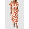 thumbnail image 7 of PRETTYGARDEN Women's Summer Boho Midi Dress Off Shoulder Puff Sleeve Print Smocked Ruffle Beach Long Flowy Dresses, 7 of 7