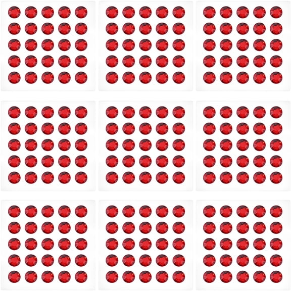 250pcs Red Self Adhesive Acrylic Rhinestones 10mm Plastic Round Face Eyes Gems Stick on Body Hair Jewels for DIY Cards Invitations Crafts Bling Sticker Makeup Clothes Shoes Bags