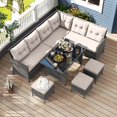 thumbnail image 4 of Costway 7 PCS Patio Dining Furniture Set PE Rattan Sectional Sofa Set with Soft Cushions White, 4 of 11