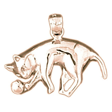 14K Rose Gold Cat Pendant - 20 mm