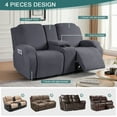 thumbnail image 5 of TAOCOCO Durable 4-Pieces Loveseat Recliner Slipcovers with Console, Stretch Jacquard Reclining Couch Covers for 2 Seater Sofa with Pockets- Home Sofa Protector, Black Gray, 5 of 10