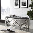 thumbnail image 5 of Modern Contemporary Urban Design Living Room Lounge Club Lobby Accent Chair Bench, Velvet Fabric Metal Steel, Grey Gray, 5 of 5