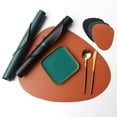 thumbnail image 1 of SPRING PARK 2Pcs Faux Leather Placemats and Coasters Set, Washable Round Table Mat, Waterproof Coffee Mats, Heat-Resistant Place Mat for Kitchen Dining Table, 1 of 7
