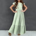 thumbnail image 5 of Mikilon 6-12 Years Girls Casual Maxi Stylish Plaid Dress Short Sleeve Holiday Dresses with Pockets, 5 of 7