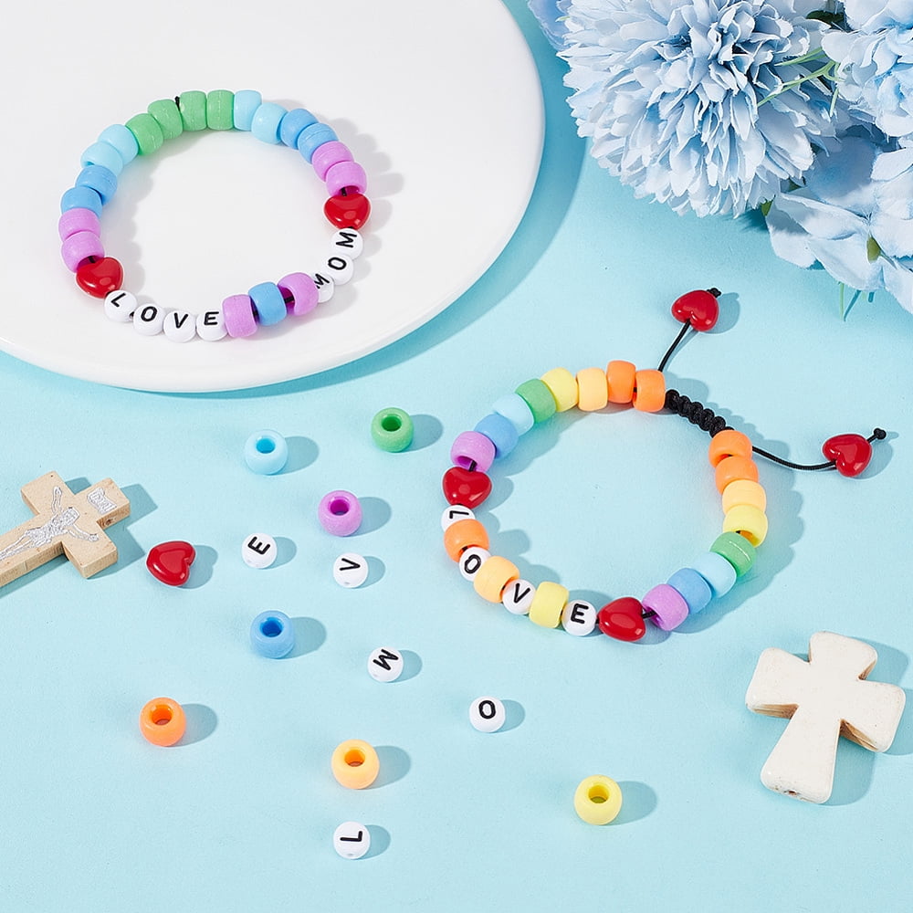 DIY Imitation Plastic Acrylic Beads Bracelet Jewelry Making Kits Mixed Color 9x6mm Hole: 3.8mm 7 colors 150pcs/color 1050pcs diy