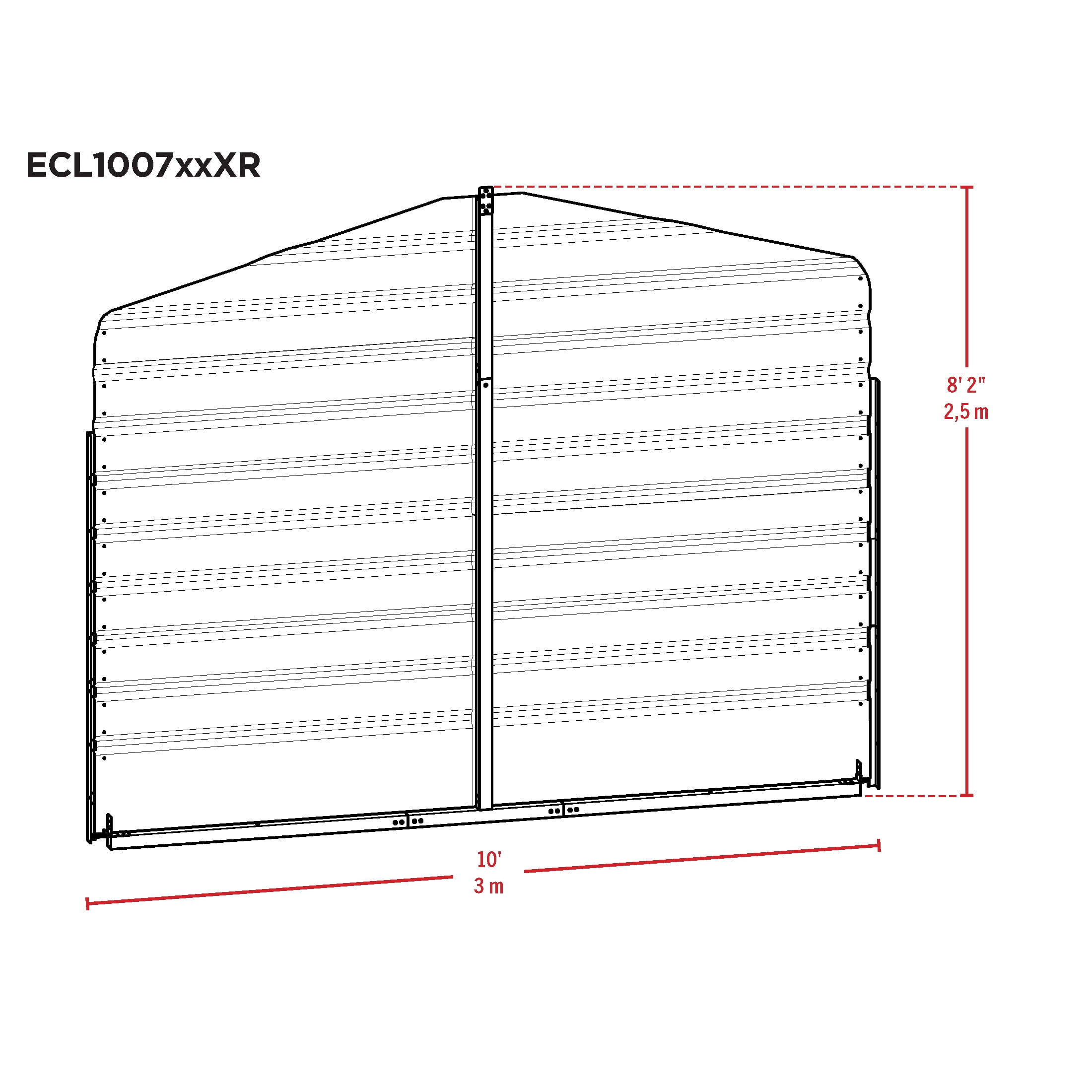 Arrow 10 x 7 ft Charcoal Rear Wall Kit For Steel Carport