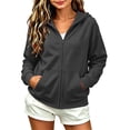 thumbnail image 6 of DJDLJWCJ Girls Zip Up Hoodie Sweatshirt Relaxed Fit Stretch Soft Sweatshirt Solid Color Casual Sweatshirts Dark Gray Size 9, 6 of 6