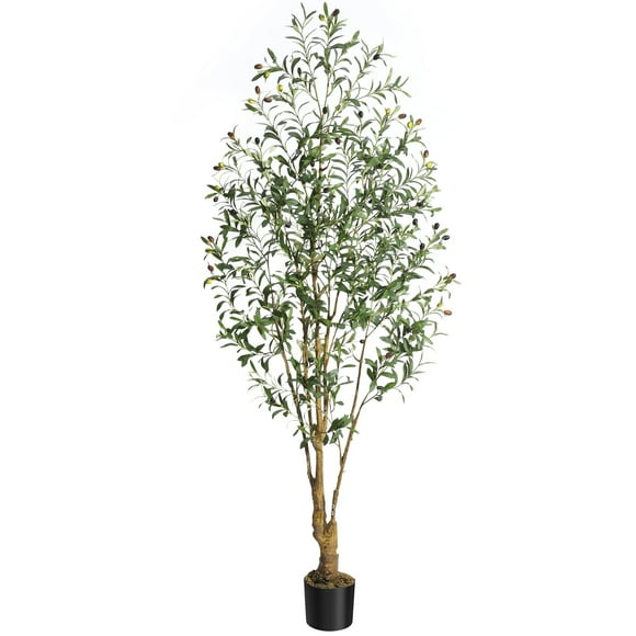 Tall Faux Olive Tree 7FT, Realistic Tall Silk Olive Trees with Branches,Fruits and Dried Moss, Large Artificial Olive Trees