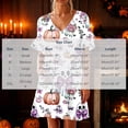 thumbnail image 3 of Stamzod Halloween Sleep Dress for Women Pumpkin Ghost Print Ruffle Nightgown with Pockets Casual Short Sleeve Pajama Dress M, 3 of 5