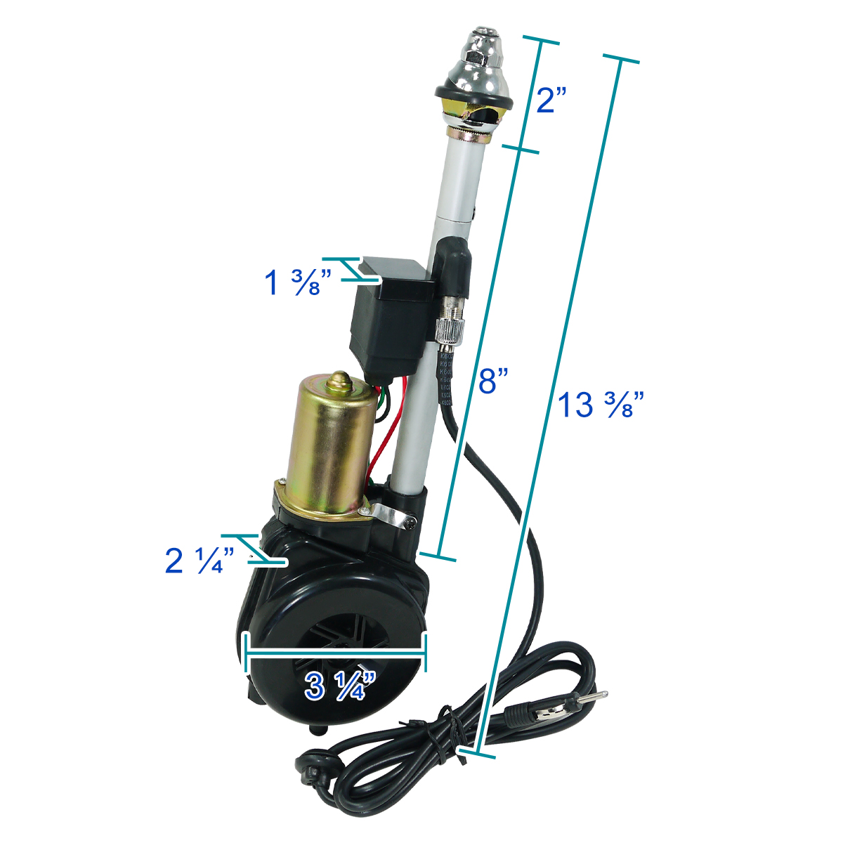 Universal Chrome Power Antenna Mast Replacement Kit – 12V Automatic Electric Aerial For Car, Truck, SUV