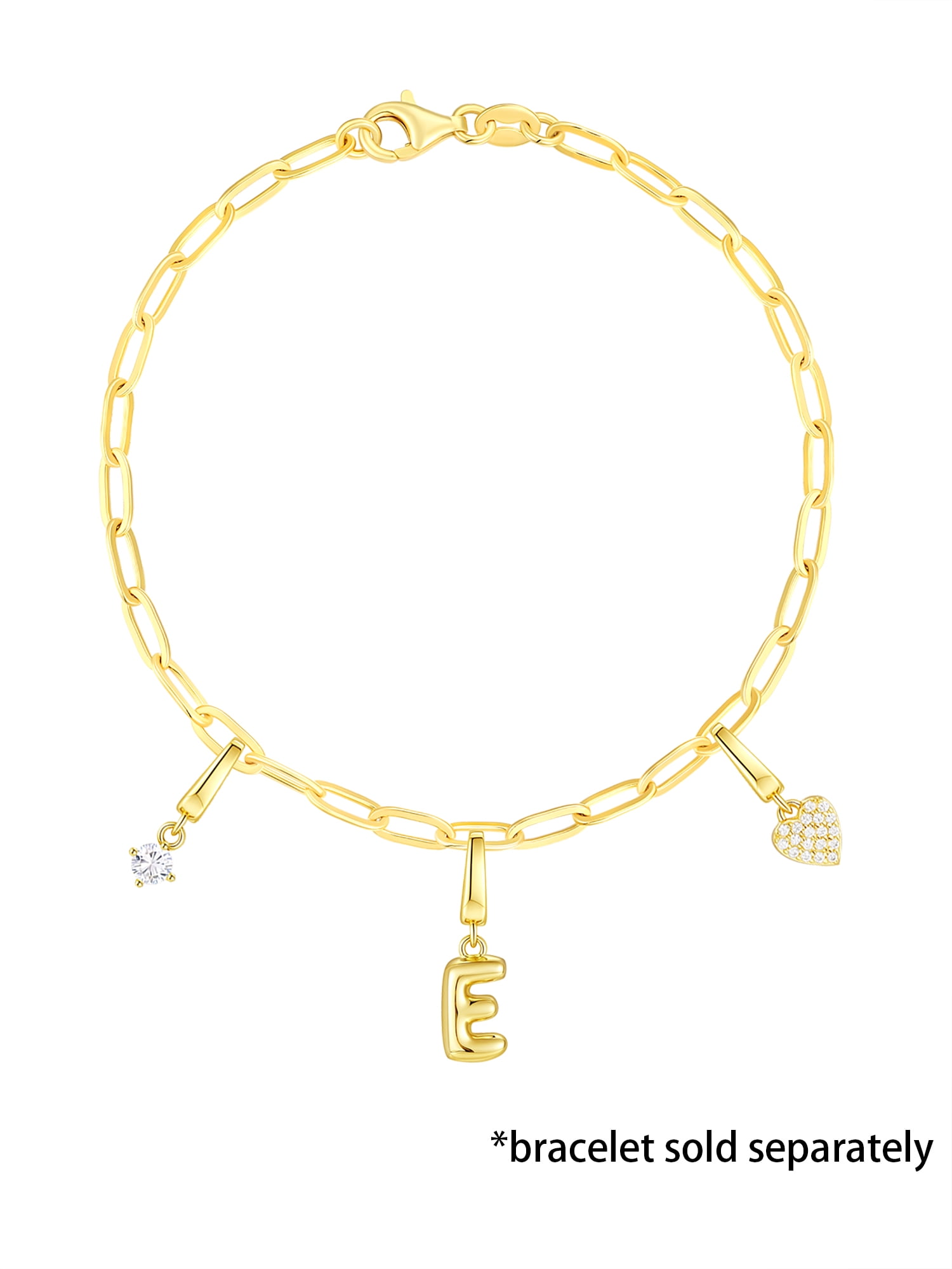 Brilliance Fine Jewelry Simulated Diamond Initial E Charm Set in 14KT Gold Plated Sterling Silver