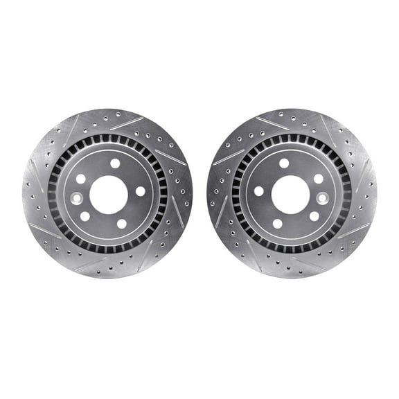Dynamic Friction Company Rear Brake Rotors-Drilled and Slotted-Silver 7002-27052