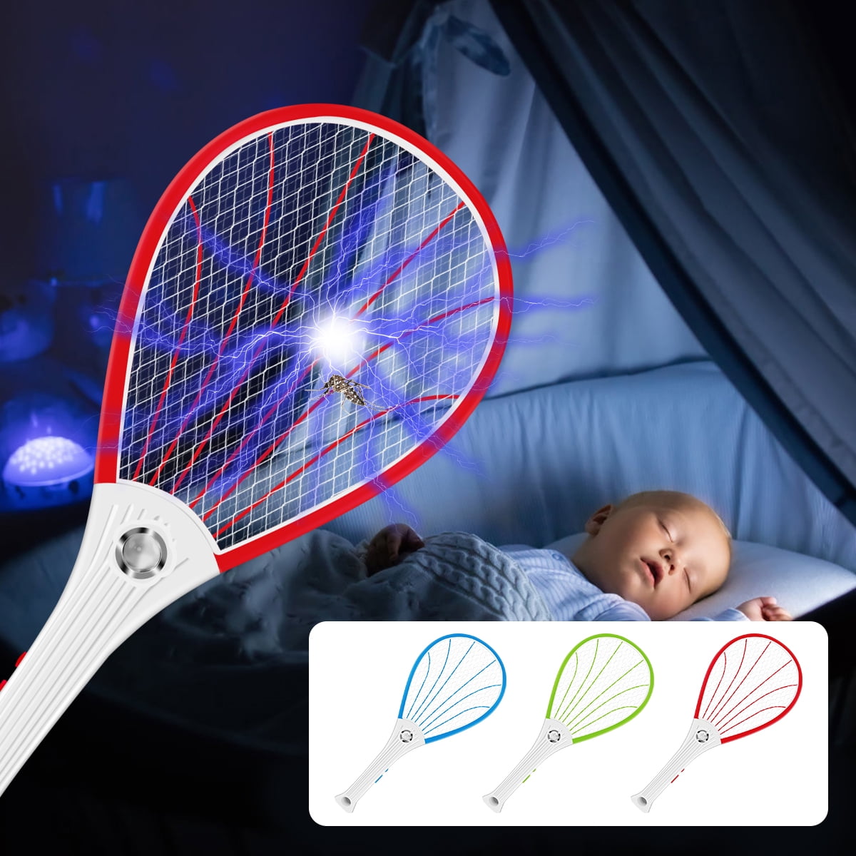 Hands DIY Tennis Racket Bug Zapper Rechargeable Electric Fly Swatter