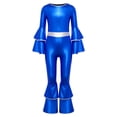 thumbnail image 3 of SiiRoh Girls 70s 80s Disco Hippie Outfit Metallic Bell-Bottom Jumpsuit Singer Dance Party Dress Up Royal Blue 10, 3 of 7