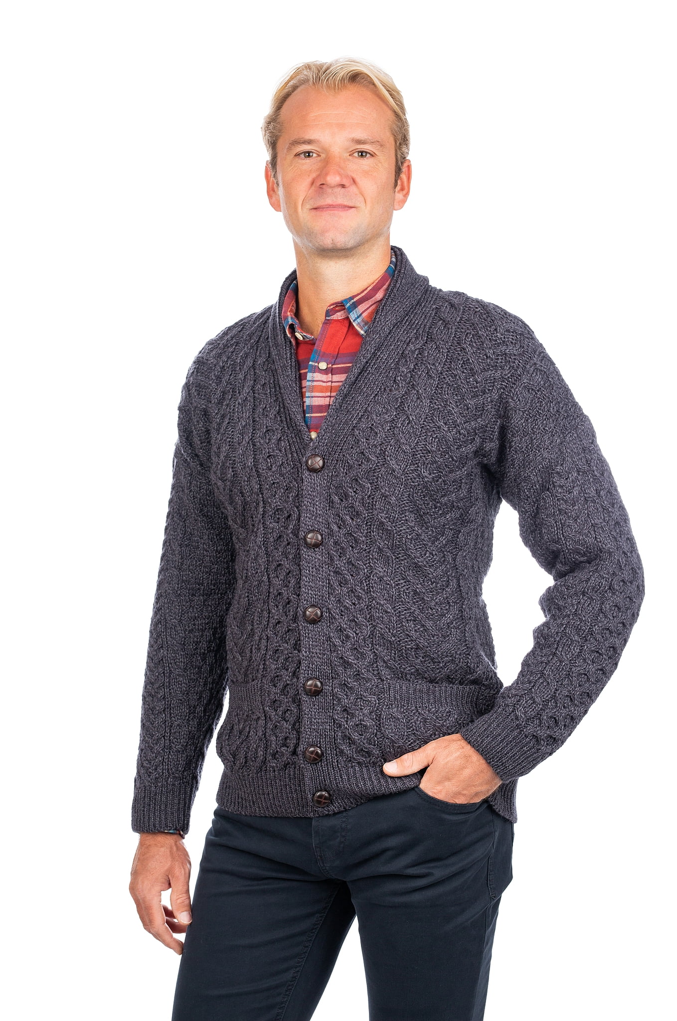 mens button up cardigan with pockets