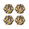 thumbnail image 2 of Kll Hexagon Drink Coasters Set Of 4,Pu Leather Absorbent Coasters Set Decorative Coffee Cup Coasters Housewarming Gift For Home Decor-Mushrooms Honeycomb, 2 of 9
