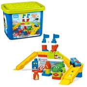 Mega Bloks First Builders Race Car Garage with Big Building Blocks, Building Toys for Toddlers (60 Pieces)