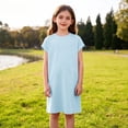 thumbnail image 6 of UQJfacai Girls Short Sleeve Dress A-Line Loose Casual Shift Swing Summer Crewneck T-Shirt Dress with Pockets 5-14 Years, 6 of 9