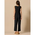 thumbnail image 3 of DARING DIVA Women's V Neck Casual Sleeveless Wide Leg Jumpsuit S Black, 3 of 6